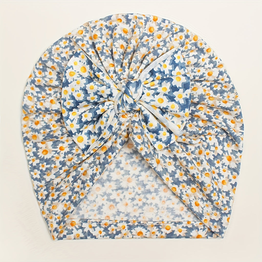 Small Floral Bow Baby Headscarf for 0-2 Year Olds