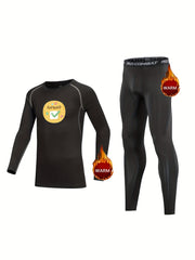 2pcs Kids Compression Fleece Sets Long Sleeve Crew Neck Pullover