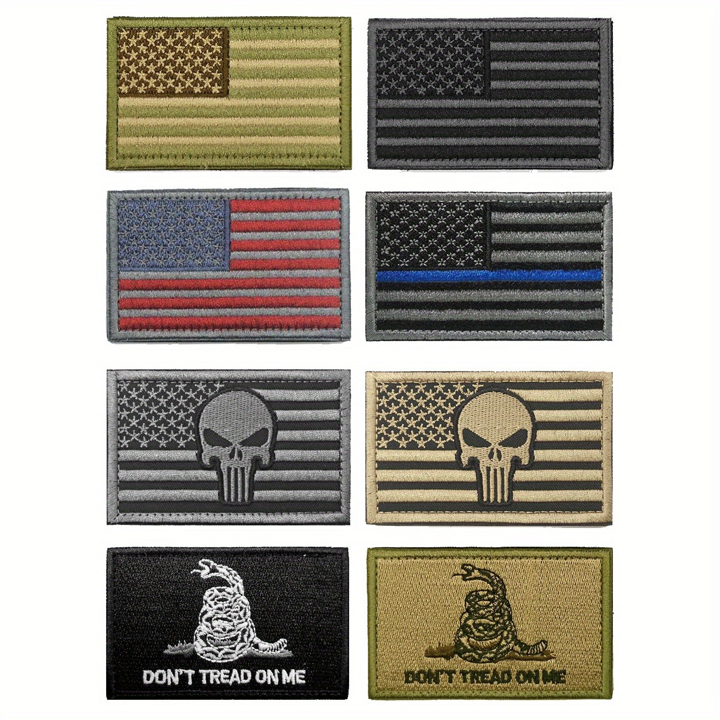8pcs Military Patch Bundle for Caps Backpacks Vests Show Your Patriotism
