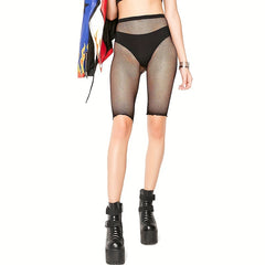 High Waisted Fishnet Biker Shorts