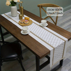 Farmhouse Style Table Runner Set with Prismatic Lace and Burlap - Home Decor