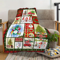 Christmas Holiday Santa Snowman Bird Flannel Blanket Soft Comfortable