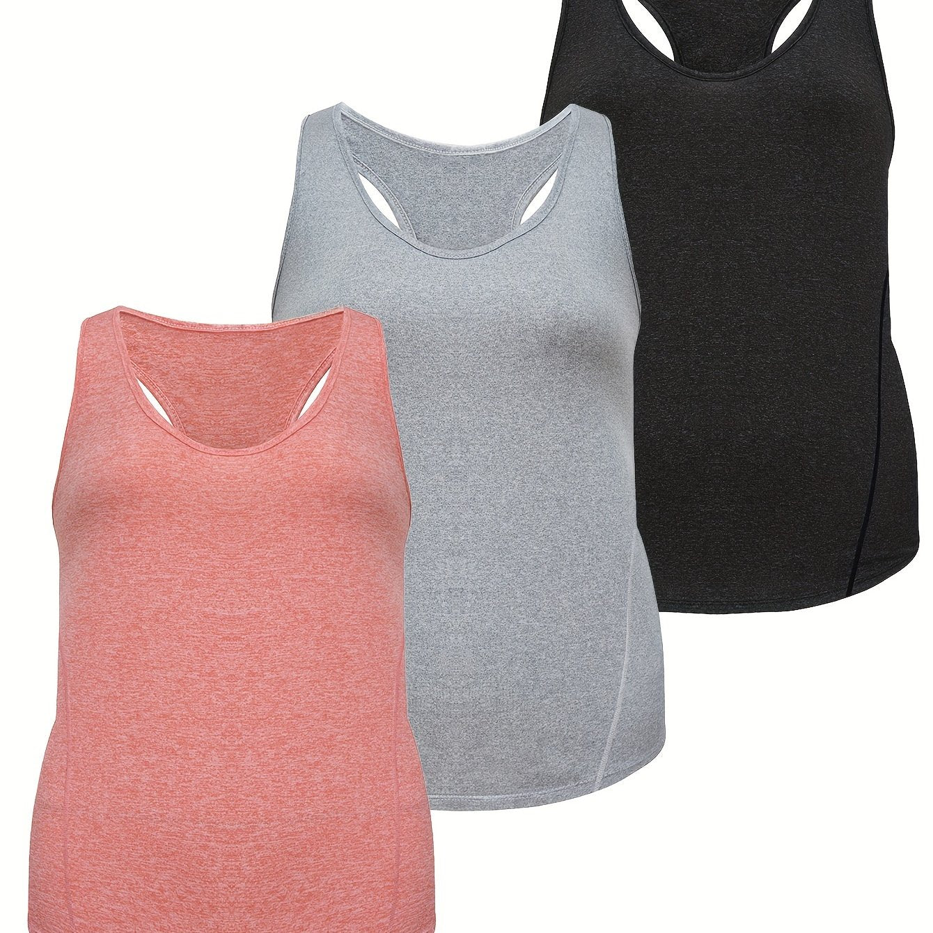 3-Pack Women's Plus Size Racer Back Tank Top Set