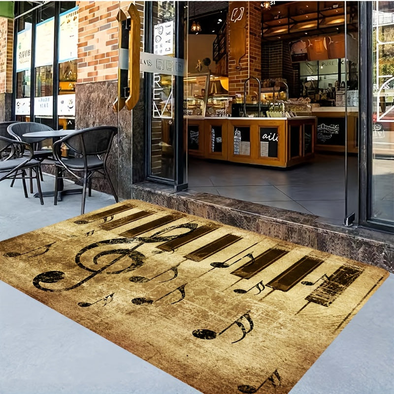 Retro Music Note Area Rug Non Slip Floor Mat Door Mats Carpet