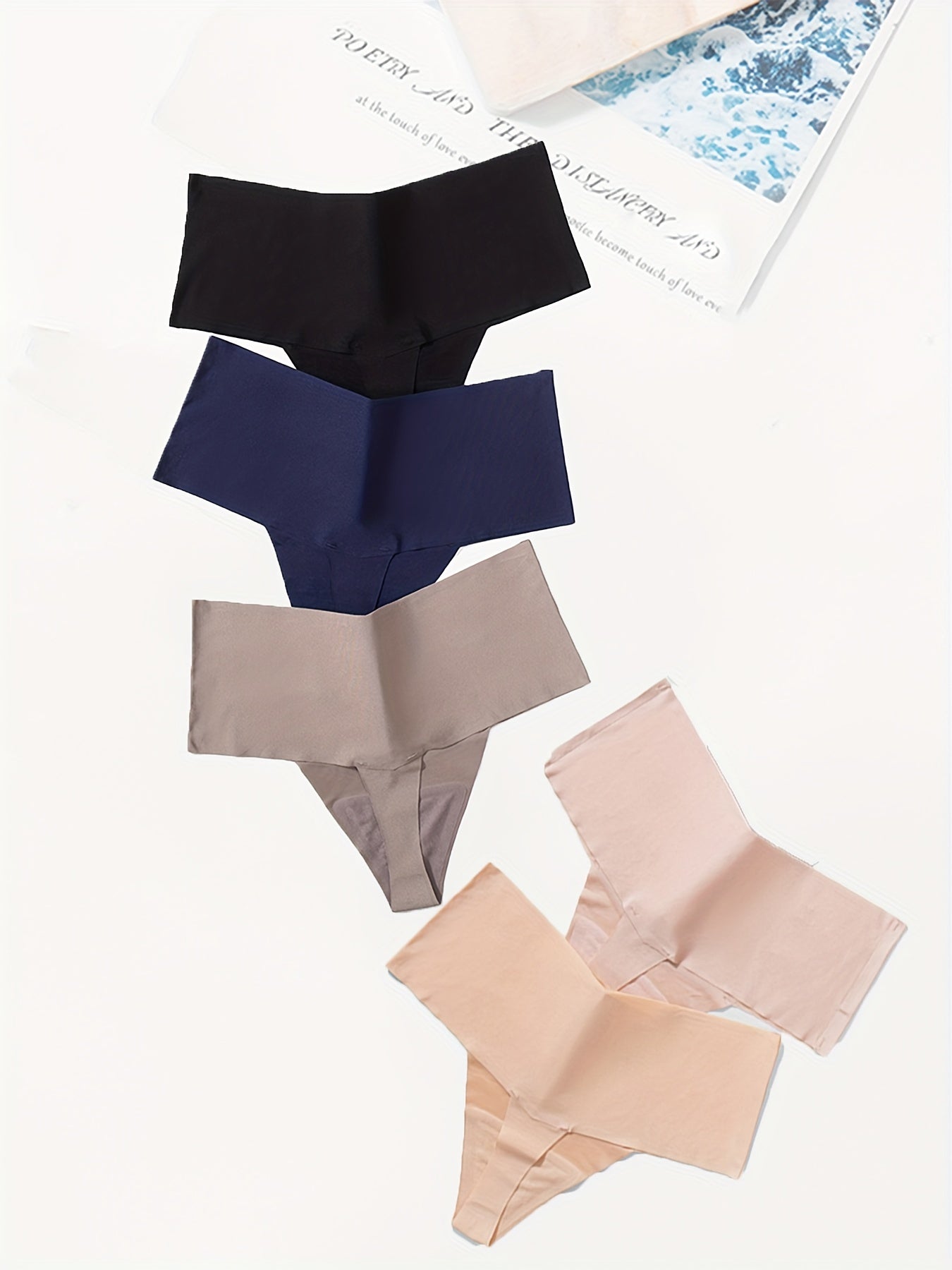 5 Seamless High Waist Thongs Stretchy Intimates Panties Women's Lingerie