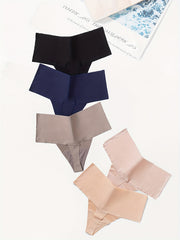 5 Seamless High Waist Thongs Stretchy Intimates Panties Women's Lingerie