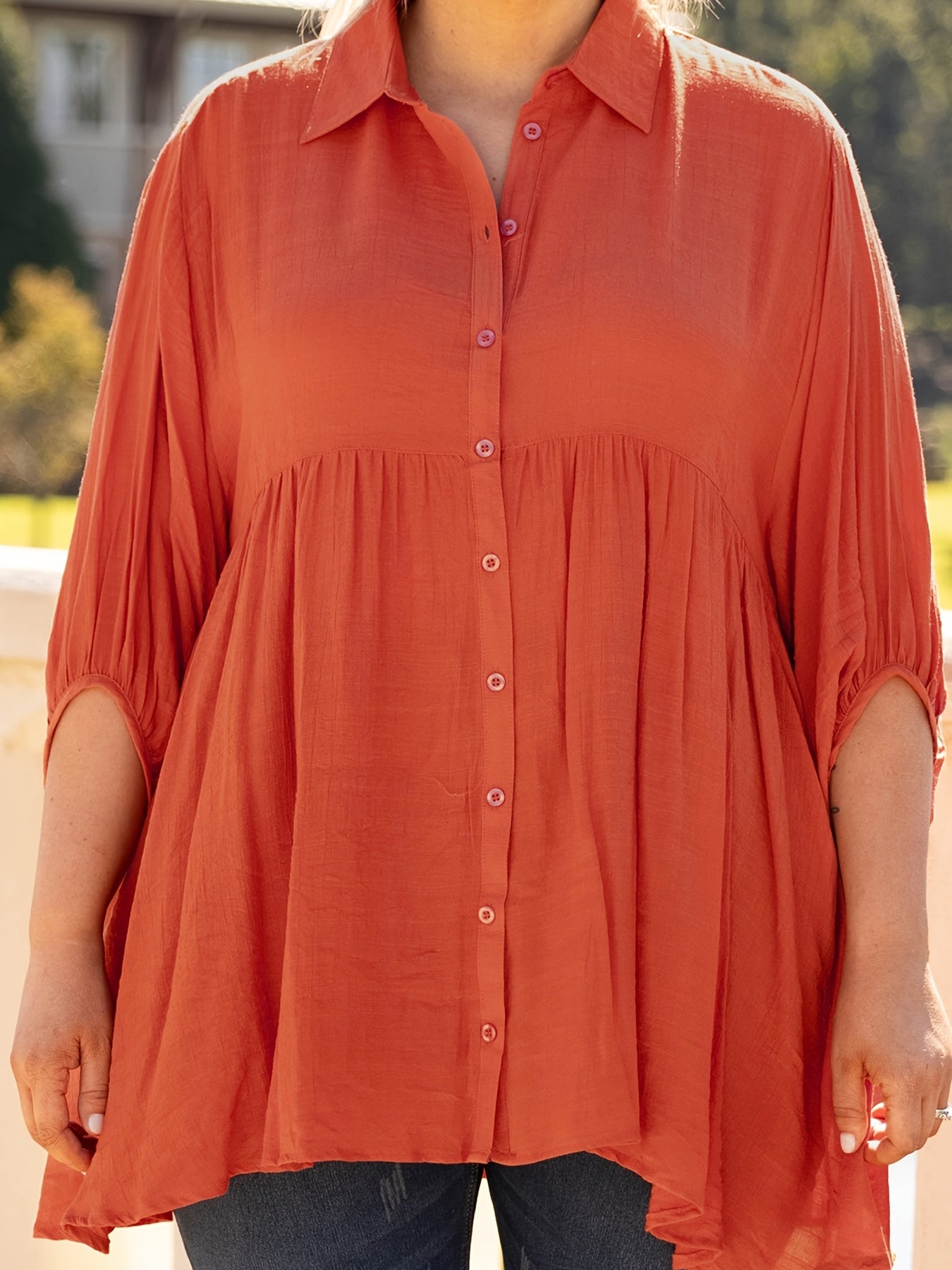 Layered Half Sleeve Loose Shirt Women's Plus Size