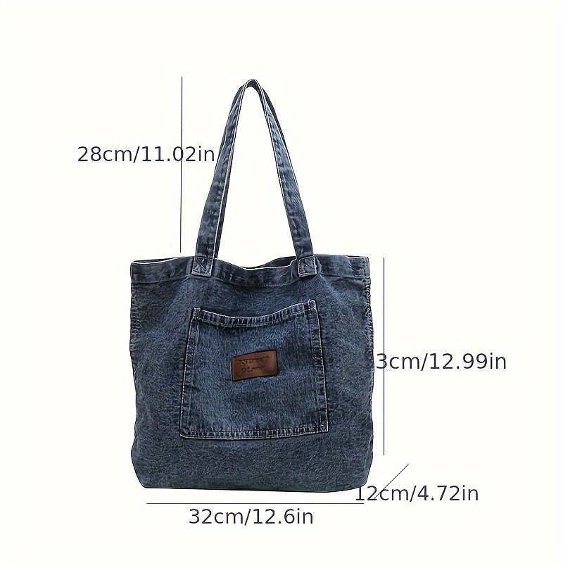 Canvas Tote Bag Large Capacity Denim Handbag For Daily Use