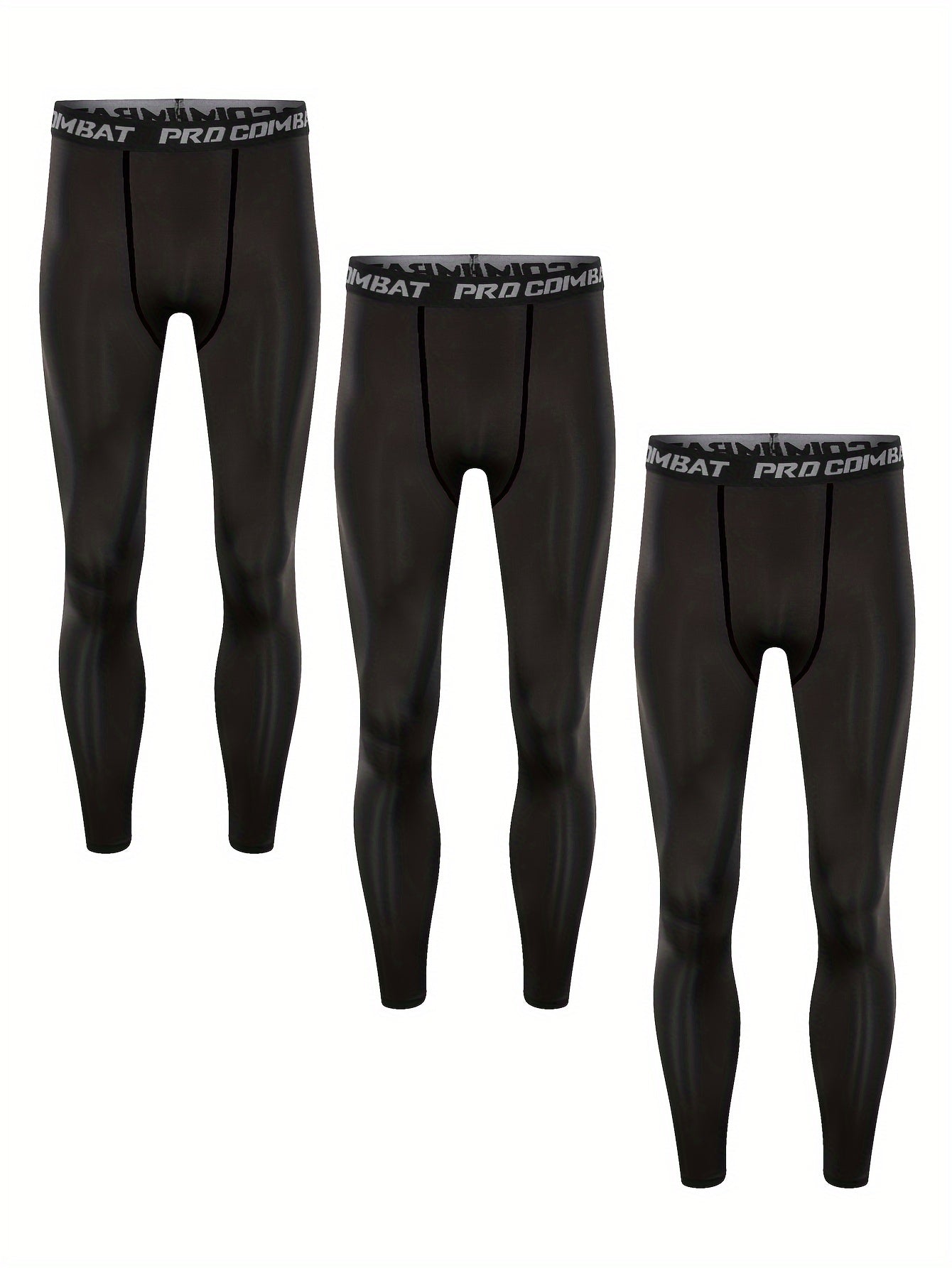 3pcs Men's Compression Pants High Stretch Trousers For Outdoor Fitness