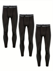 3pcs Men's Compression Pants High Stretch Trousers For Outdoor Fitness