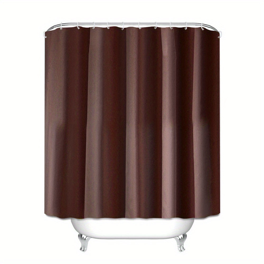 Waterproof Shower Curtain Plain Solid Fabric with 12 Hooks