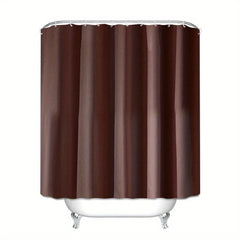Waterproof Shower Curtain Plain Solid Fabric with 12 Hooks