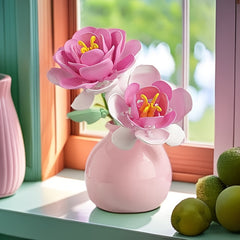 DIY Mini Building Rose Flower Green Plant Model Home Decor Toy