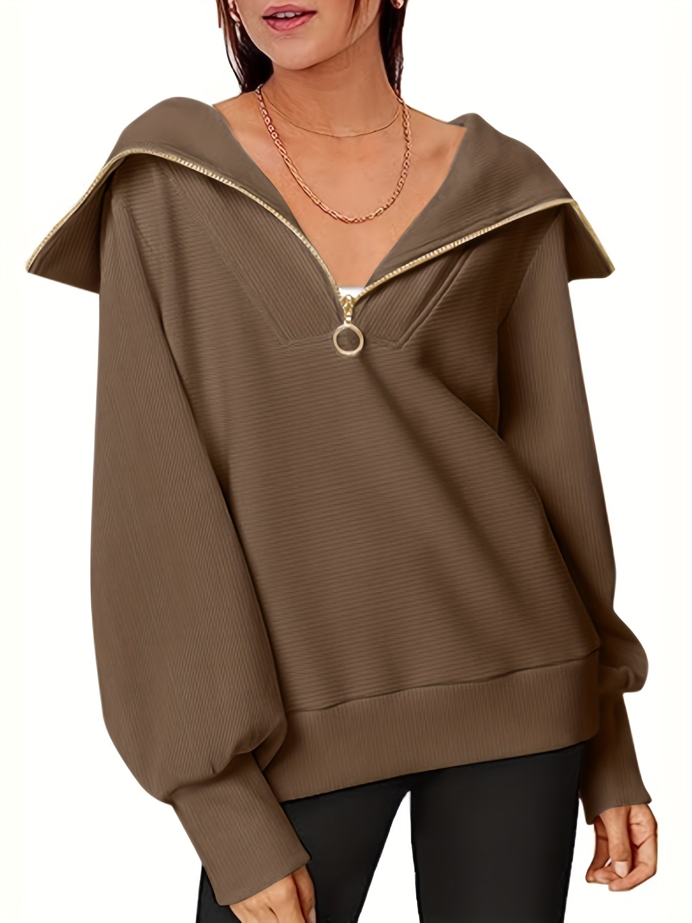 Casual Quarter Zip Pullover Sweatshirt for Women