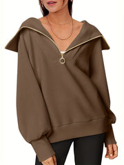 Casual Quarter Zip Pullover Sweatshirt for Women
