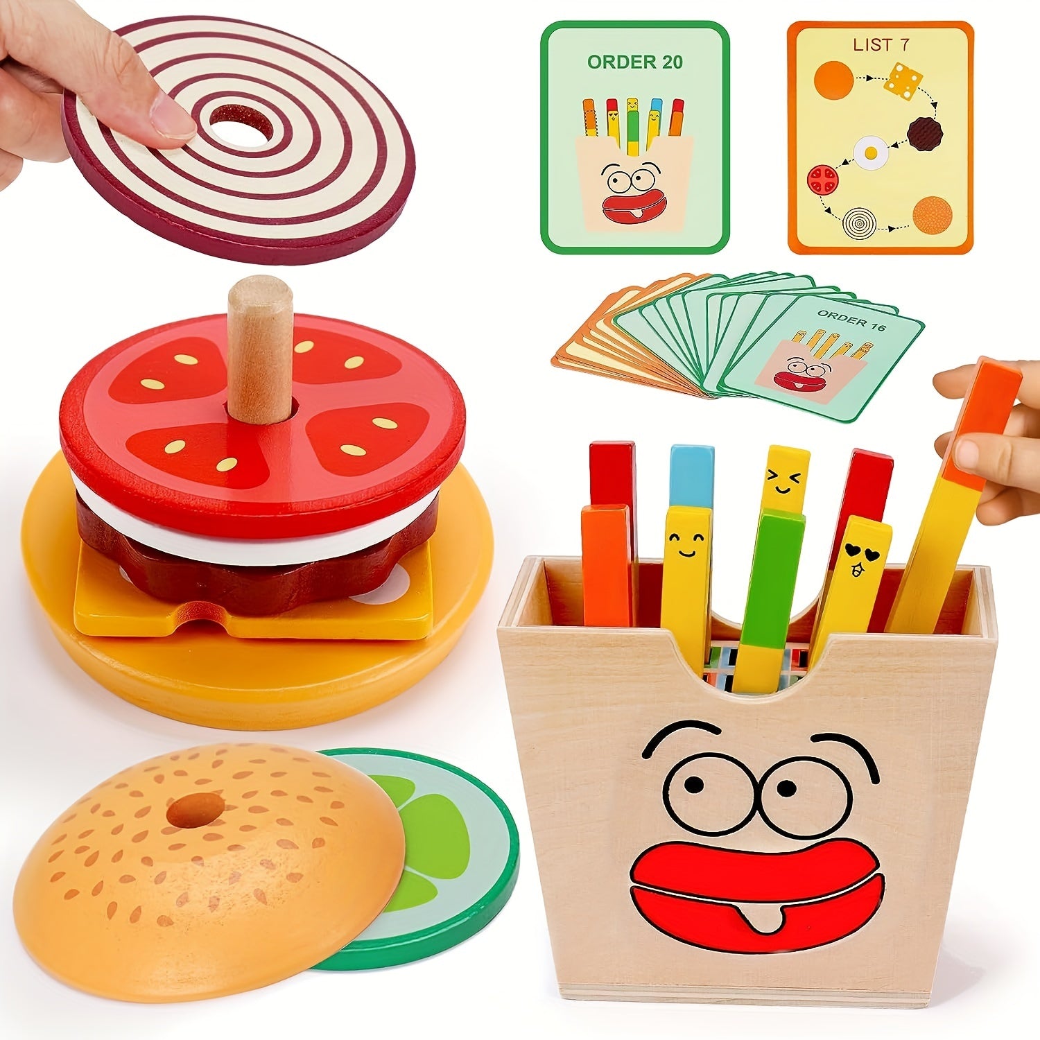 Montessori Wooden Stacking Hamburger Toy