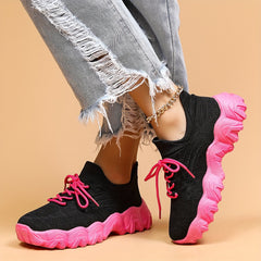 Thick Sole Shock Absorption Running Shoes Breathable Mesh Non Slip Sneakers