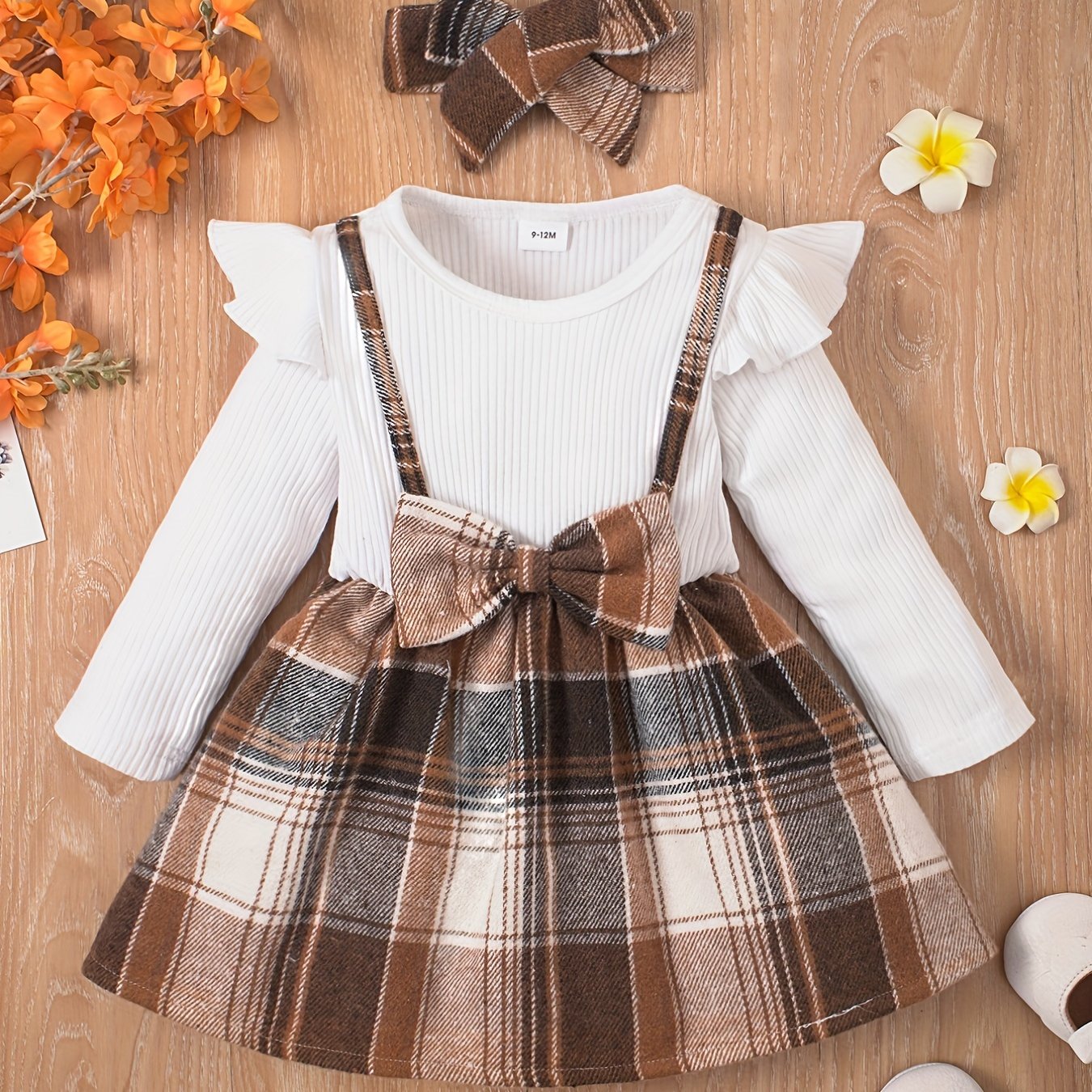 Baby Girl's Casual Plaid Dress Long Sleeve