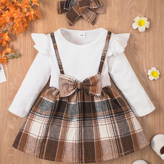 Baby Girl's Casual Plaid Dress Long Sleeve