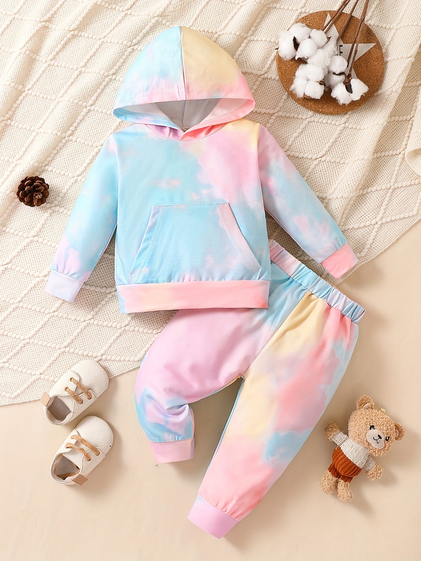 Toddler Girls Tie Dye Hoodie Pants Set