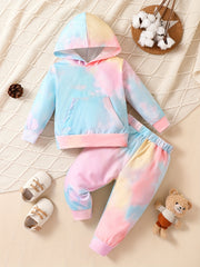 Toddler Girls Tie Dye Hoodie Pants Set