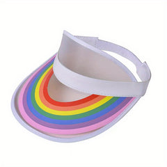 PVC Rainbow Elastic Visor Hats UV Protection Sun Hats