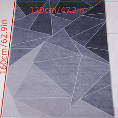 Gray Geometric Pattern Area Rug Non Slip Washable Indoor Mat for Living Room Bed
