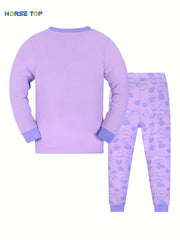 Kid's 2pcs Pajamas Long Sleeve Top & Pants Set Cartoon Girl LOVE Print