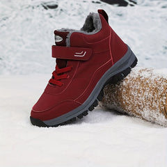 Faux Fur Lined Snow Boots - Slip On Warm Winter Shoes