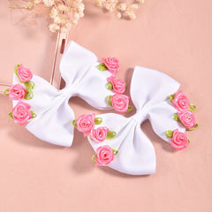 2pcs Bow Hair Clips & Rose Hairpins for Kids' Parties