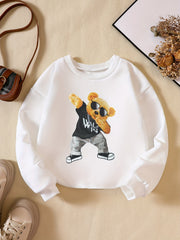 Boys Sweatshirt Crew Neck Long Sleeve Pullover Top Toy Bear Print