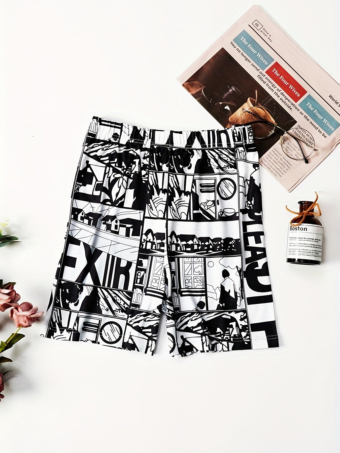 Anime Print Two piece Shorts Set Top & Casual Shorts