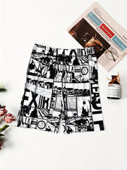 Anime Print Two piece Shorts Set Top & Casual Shorts