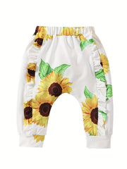 Baby Girls Floral Print Elastic Waist Pants for Spring Summer