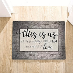 Retro Style Grey English Letter Decor Door Mat Non-slip Indoor Floor Run
