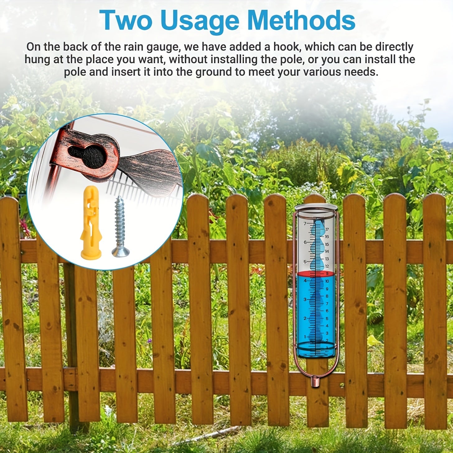 Adjustable Height Frostproof Rain Gauge With Stake