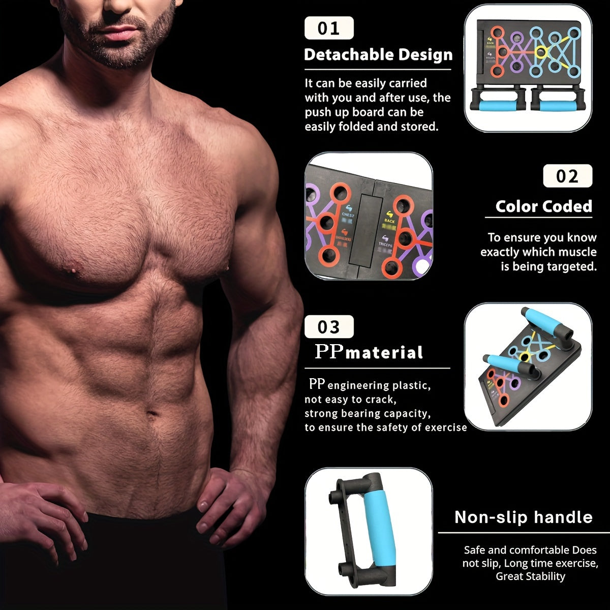 Colorful Foldable Push Up Board 20 in 1 for Strength Training Chest Tricep Back