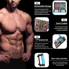 Colorful Foldable Push Up Board 20 in 1 for Strength Training Chest Tricep Back