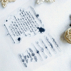 English Words Text Clear Stamp Banner Dot Pattern Clear Seal Stamps