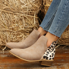 Chunky Heeled Ankle Boots V Cut Zipper Chelsea Boots Women's