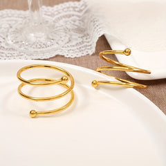 6pcs Golden Napkin Rings Cast Iron Carved Hollow Christmas Decoration
