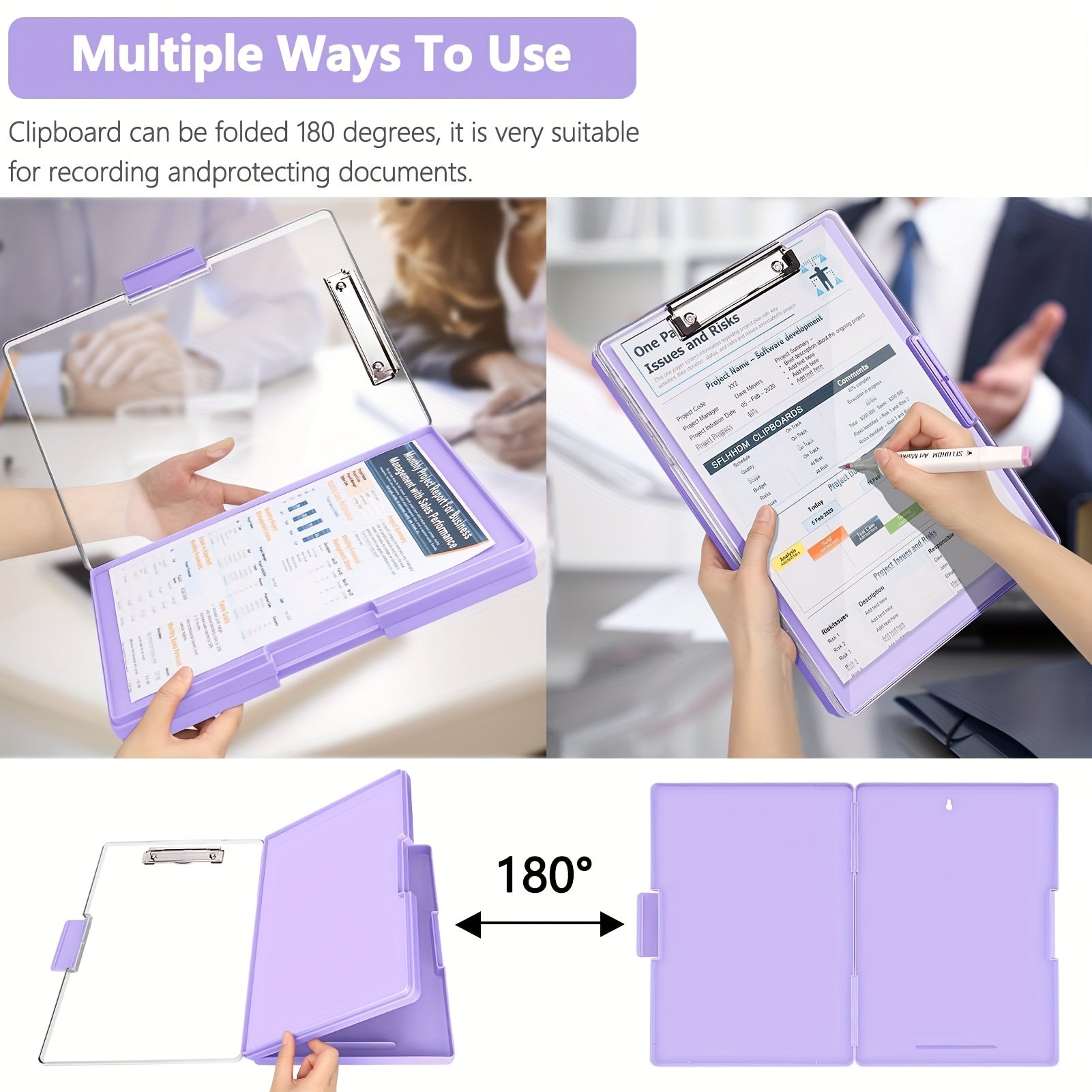 Heavy Duty Clipboard with 2 Storage Cases - Clear Top Panel & Side Opening