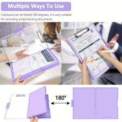 Heavy Duty Clipboard with 2 Storage Cases - Clear Top Panel & Side Opening