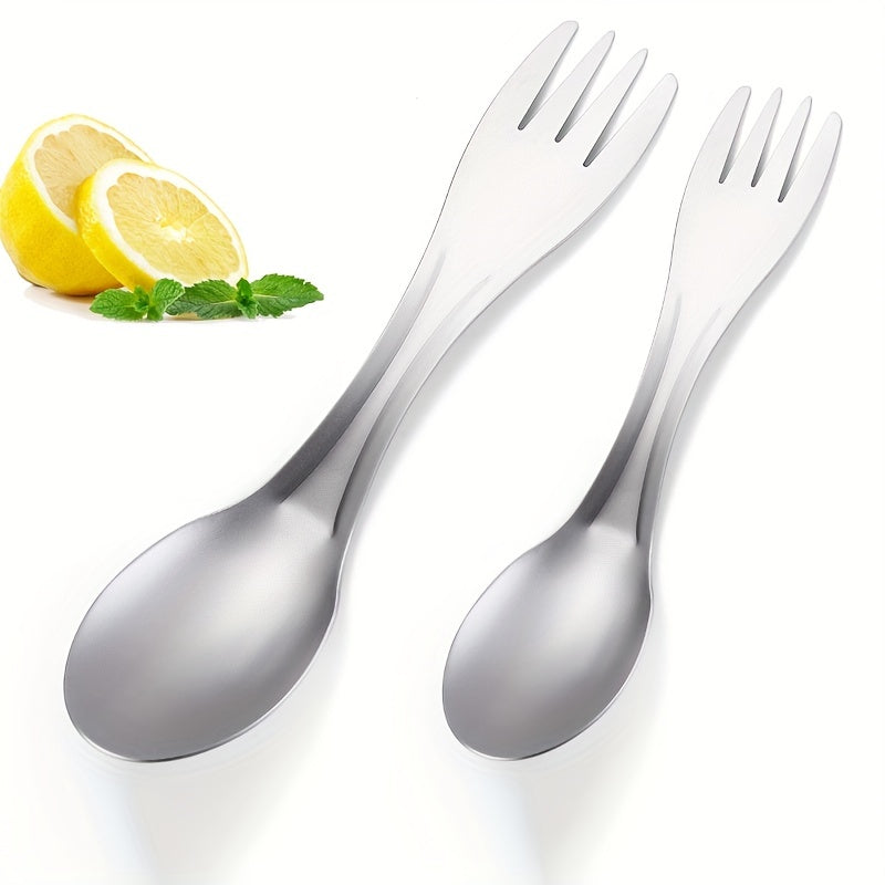 Titanium Stainless Steel 2 In 1 Spoon Fork for Outdoor Travel Camping