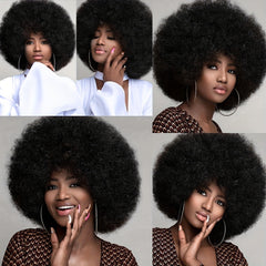 25cm Afro Kinky Curly Wigs - Natural Looking Full Puff Wigs for Party Cosplay