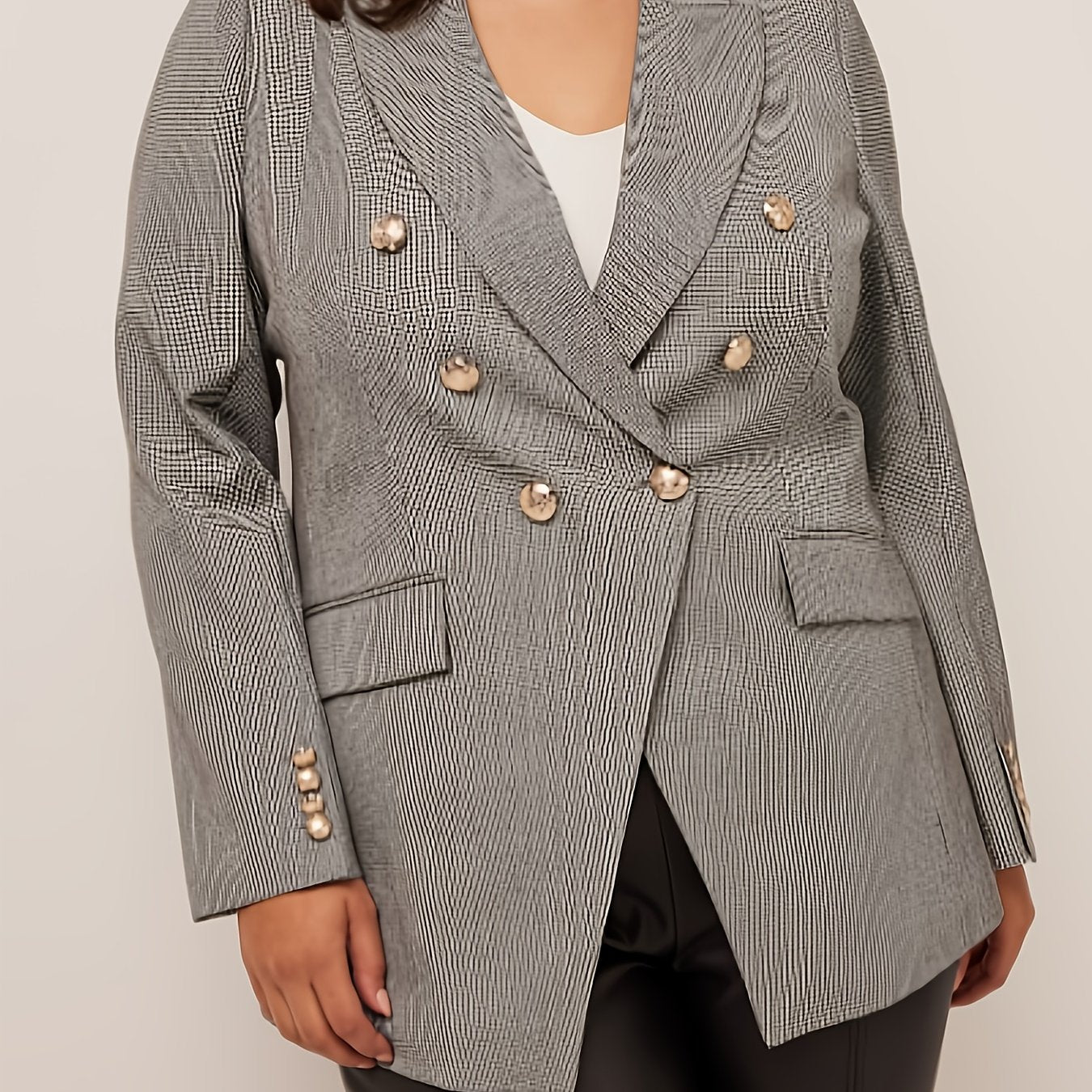 Casual Plaid Blazer Long Sleeve Lapel