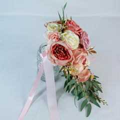 Romantic Bridal Bouquet for Outdoor Wedding with Artificial Flowers