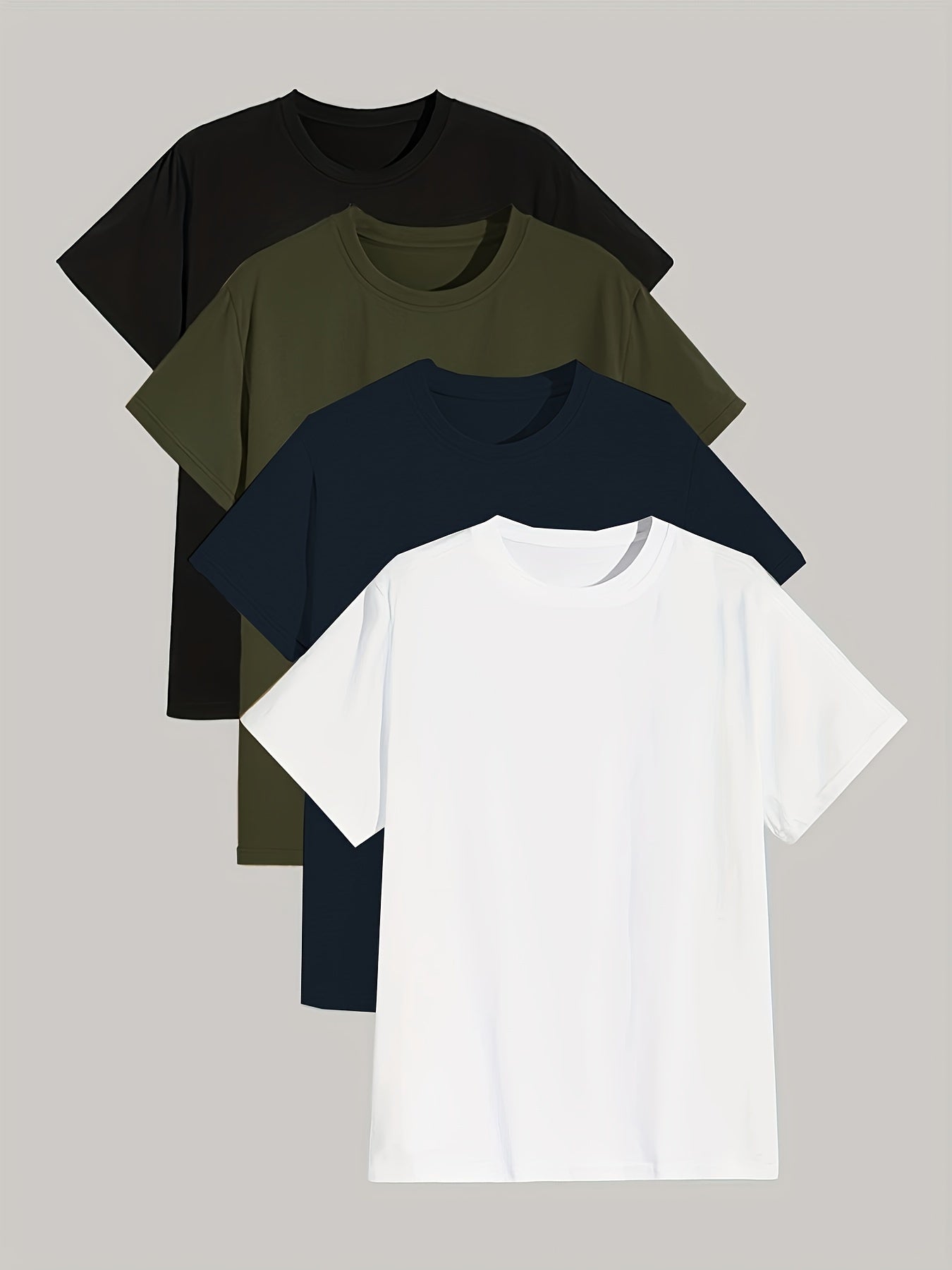 4 Pcs Men's Solid Short Sleeve T-shirt Tee Summer Casual Comfy Cotton