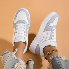 Women's Colorblock Skate Shoes Casual Lace Up Outdoor Sneakers