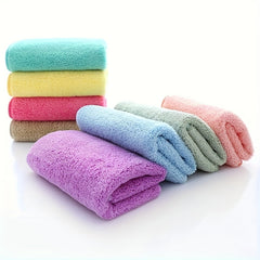 1pc Coral Fleece Washcloth Solid Cleaning Cloth Plain Rag Soft Absorbent Towel